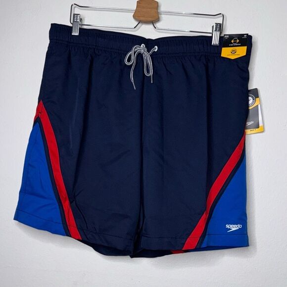 Speedo Men's Swim Trunks Swimwear UPF 50+ Solid Colorblock Shorts Size 2XL - Picture 2 of 8